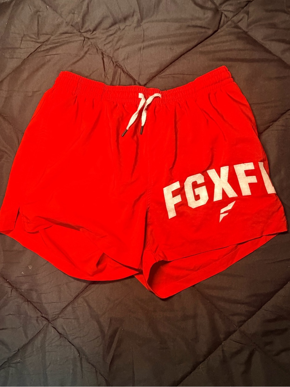 flag nor fail Red Athletic Shorts with White Logo